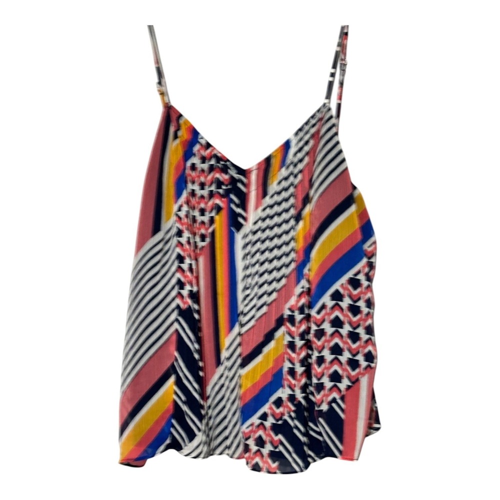 Ramy Brook New York Multi Color Geometric Striped Camisole V-Neck Tank‎ Top Sz S